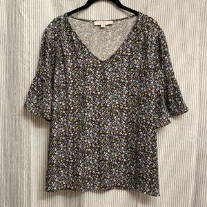 Floral Ruffle Sleeve Blouse